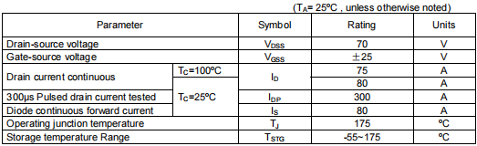 70n08場(chǎng)效應(yīng)管,KIA3407A參數(shù)